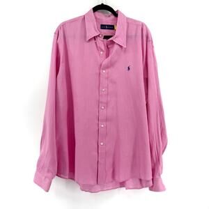 Ralph Lauren Lightweight Linen Button Down Shirt Mens Sz XXL Bubblegum Pink